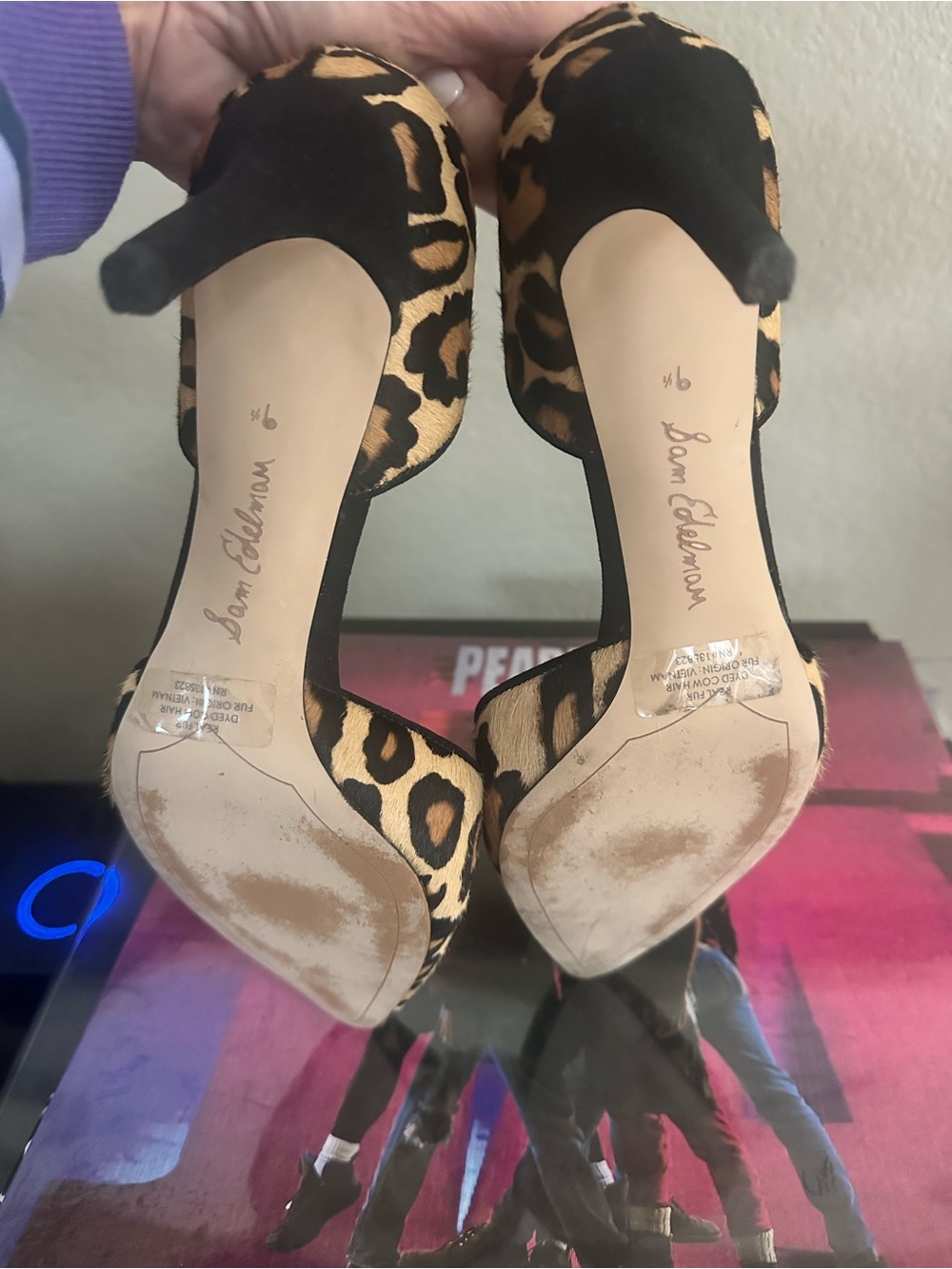 Sam Edelman Telsa Leopard Haircalf Heels Size 9.5 Pointed Toe - Picture 5 of 8